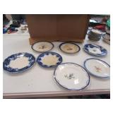 7 pcs of flow blue dishes