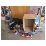 wood ladder,flower pots,crate & misc items