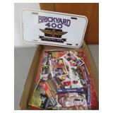 flat of racing cards & brickyard 400 license plate