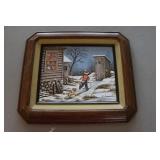 C. Carson oil on canvas winter scene picture