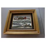 H. Hargrove oil on canvas winter scene picture