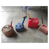 3 gas cans & kerosene can