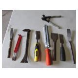 chisels,pry bar & tools