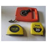 2 tape measures & laser level