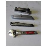 milwaukee adj. wrench,allen pack,box cutter,tool