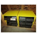 2 yellow organizers & contents