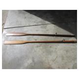 2 wooden oars