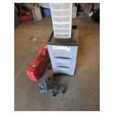 winch,plastic containers & empty red case
