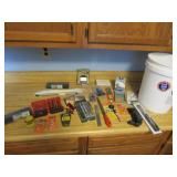 white bucket,pocket kicker,socket set,bits & tools