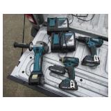 makita cordless drill set w/grinder,4 batteries