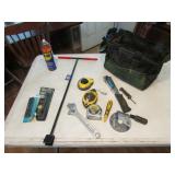 toolbag,chalk lines,tape measure & tools