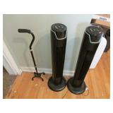 2 tower fans & cane