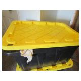 27 gallon black tote w/contents