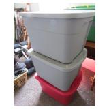 3 totes & contents inside
