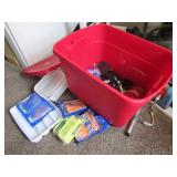 red tote,utencils & items