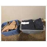 2 totes w/towels & soft goods