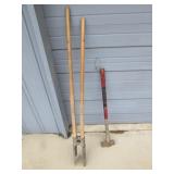 posthole digger & sledgehammer