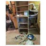 wood cabinet & all items on it & front of it