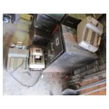 3 adding machines & file cabinet