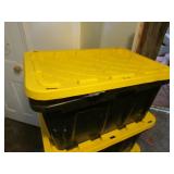 27 gallon black tote & w/contents