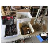 drill press stand,tool bag,lightbulbs & misc items