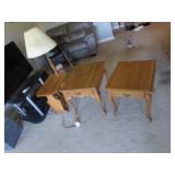 3 matching oak end tables & lamp table