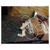 ext. cord,plug ins,caulking gun & plastic
