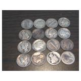 16 silver mercury dimes