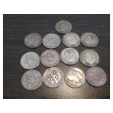 13 silver roosevelt dimes