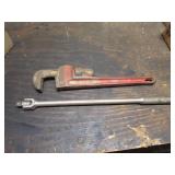 ridgid 14" pipe wrench & thorsen breaker bar