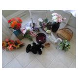 artificial flowers,vases,basket & items