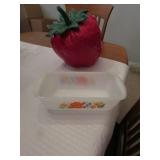 strawberry cookie jar & glass bake dish