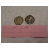 two v-nickels & one indian head cent