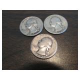3 silver washington quarters