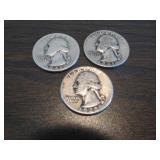 3 silver washington quarters