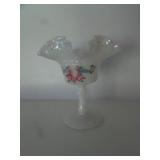 hand painted fenton compote