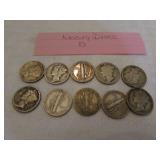 10 silver mercury dimes