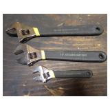 3 pittsburg adjustable wrenches