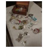 costume jewelry & wood box