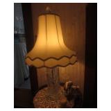 glass lamp,ram figurine & candle