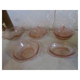 5 pcs of pink depression glass