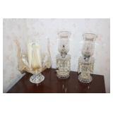 glass prism vanity lamps & glass dish