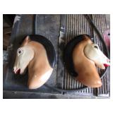 2 chalkware horse heads