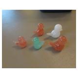 5 mini glass birds