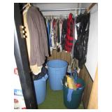 all trash barrels & clothes in this room