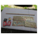 advertising tins,yardstick & license plates