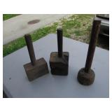 3 wooden mallets