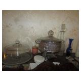 cake holder,decanter,vase & items