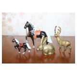 2 horses & brass rabbit & deer