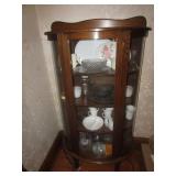 oak curved front cabinet